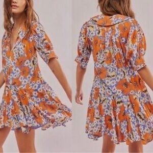 Free People | Sugar Crush Mini Dress in Cobalt Combo | Women’s Boho Dress | NWT